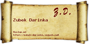 Zubek Darinka névjegykártya
